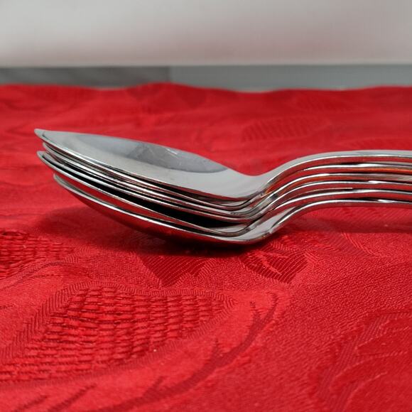 6 Oneida Oneidacraft Deluxe Stainless Wintersong Table Spoons - Picture 11 of 12